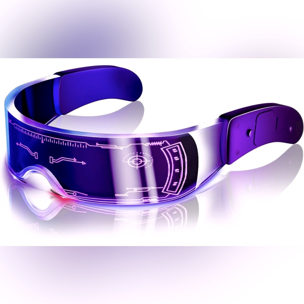 UNISEX FUTURISTIC LED LIGHT UP VISOR GLASSES, BATTERIES INCLUDED | BRAND NEW
